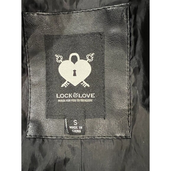 Lock & Love Women's Black Faux Leather Jacket Biker Moto size - Picture 6 of 7